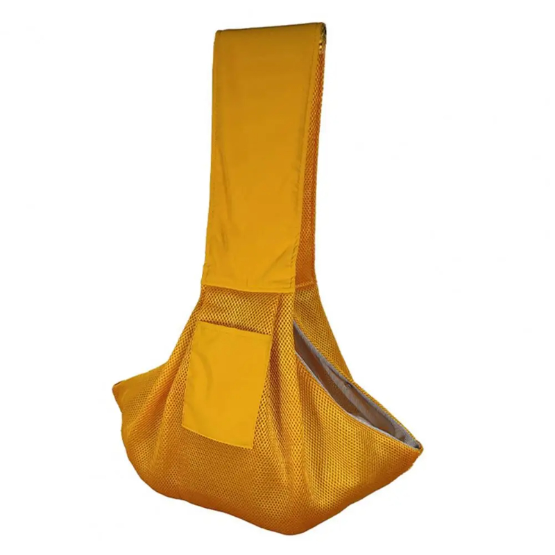 Hondendraagdoek Ergonomische handvrije draagdoek voor kleine honden en katten Ademend gaas met opbergvak Premium huisdierdraagtas: YELLOW