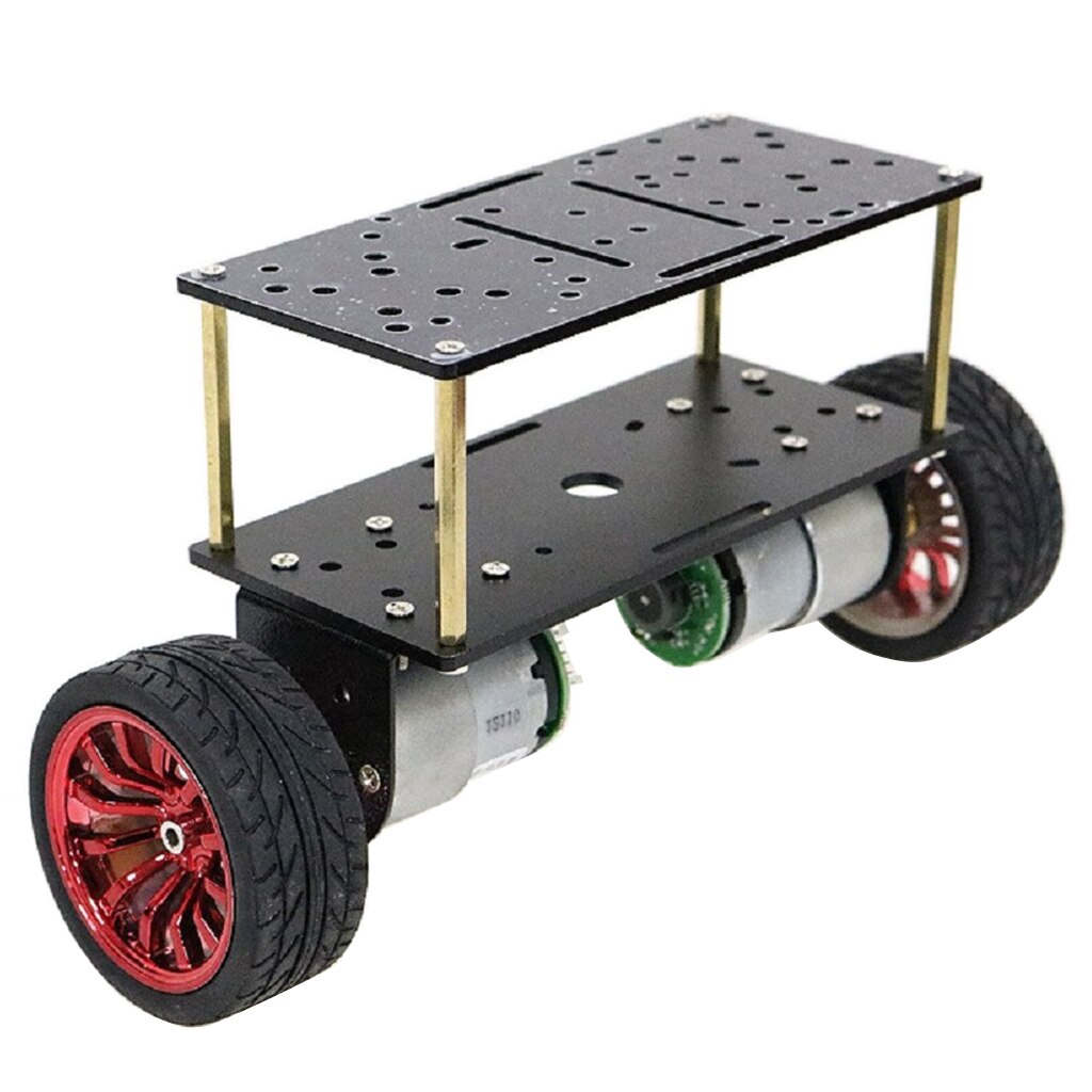 DC 12V Motor Double-deck 2-Wheeled Smart Robot Balancing Vehicle Chassis: Red