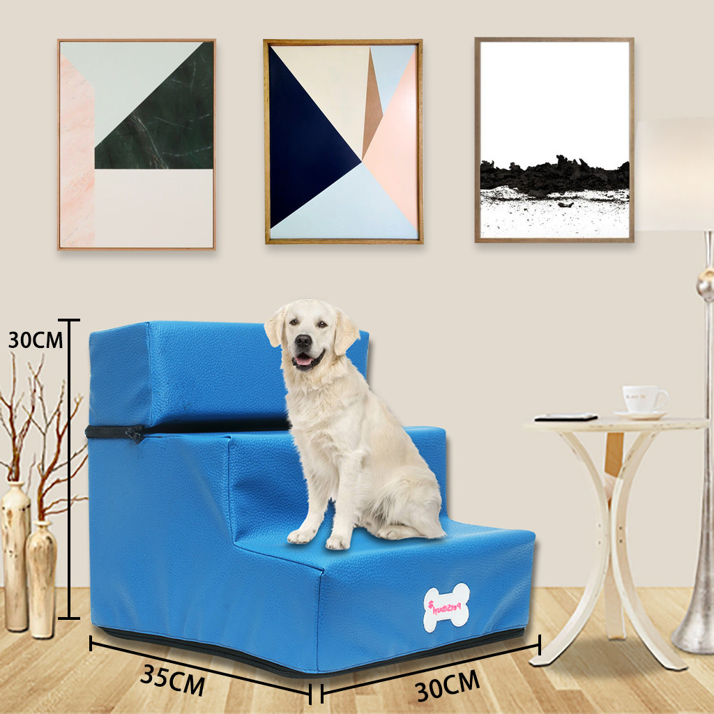 Luxury Mesh Fold Pet Ramp Stairs For Little Small Dog Puppy Cat Animals Mat Mattress Bed Fabric 3-steps with detachable Cover