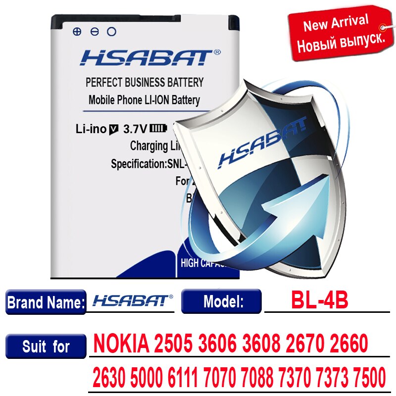 HSABAT Battery for Nokia BL-4B BL-4D BL-4C BL-4CT BL-4U BL-5B BL-5BT BL-5C BL-5CT BL-5J BP-5M BP-6X BL-6Q BLC-2 BLD-3 BLB-2: BL-4B