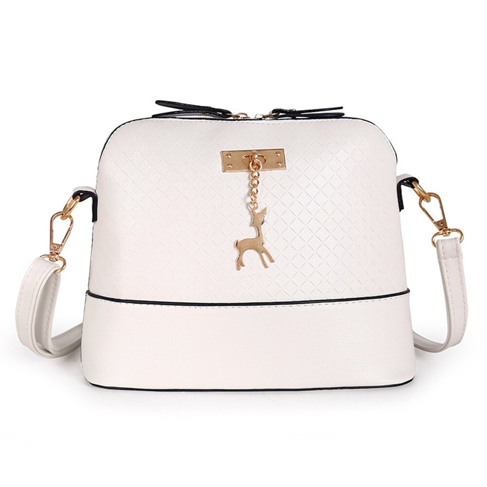 Pu Leer Vrouwen Schoudertassen Vrouwelijke Purse Herten Hanger Handtassen Meisje Mini Crossbody Tassen Vintage Kleine Mini Flap Bolsos: white