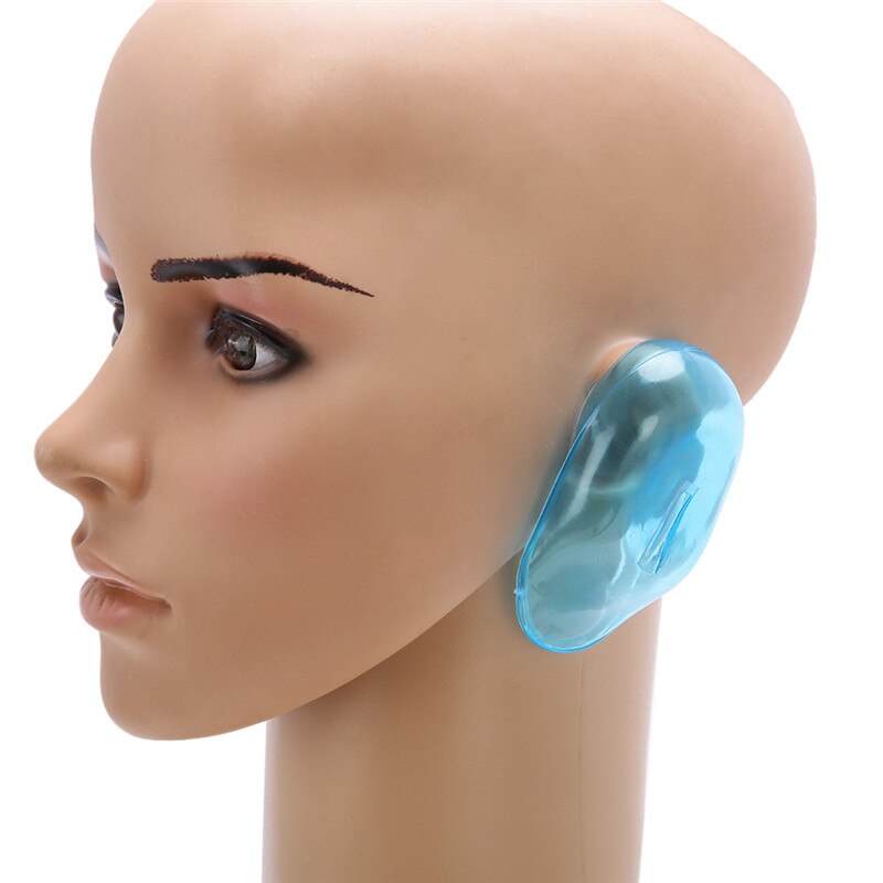 2 paire/4 pièces couverture d'oreille en Silicone transparent bouclier de teinture pour cheveux protéger Salon couleur bleu nouveaux accessoires de style