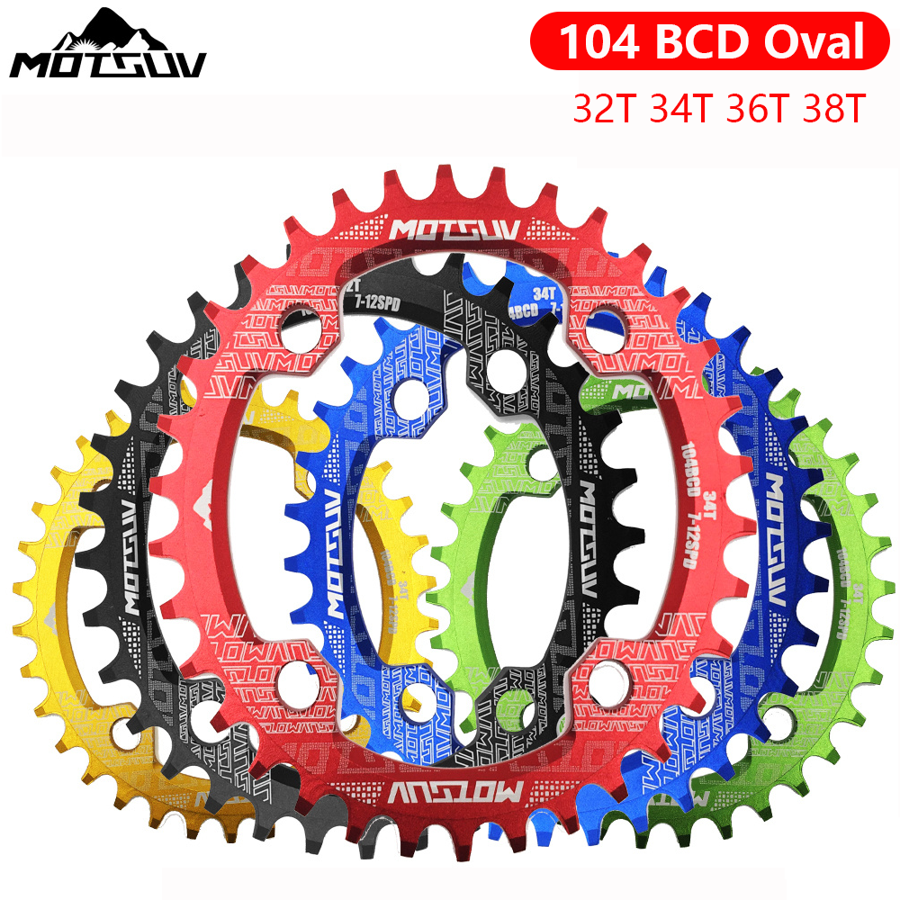 Motsuv ovaal kettingblad 104 bcd voor shimano mtb fiets kettingblad 32t 34 36 38t ultralichte tandplaat kettingwiel 104 bcd