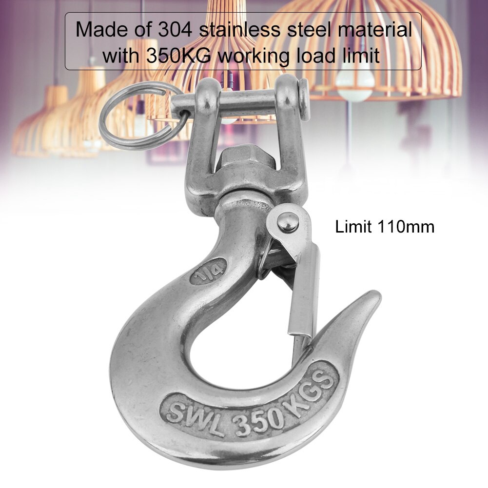 304 Stainless Steel Swivel Eye Clevis Lifting Chain Snap Hook 650KG Working Load Limit 90mm/110mm/138mm