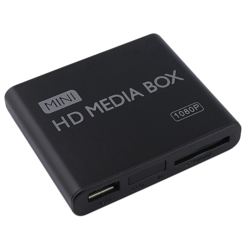 Mini media player 1080p mini hdd media box tv box video multimedia player fuld hd med sd mmc kortlæser eu-stik