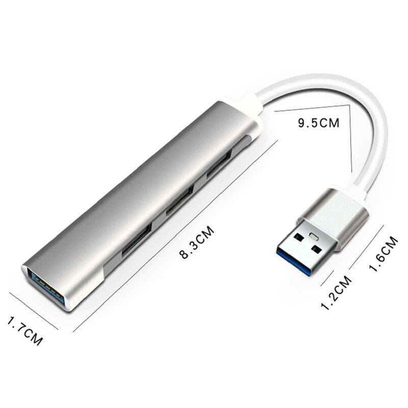 Usb-hub-extensies 4- poorts usb 3.0- hub ultraslanke draagbare datahub toepasbaar