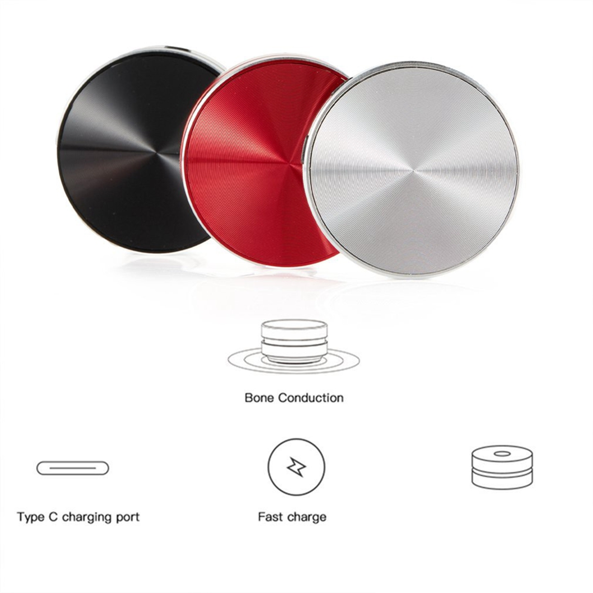 Tragbarer kompatibler Knochen leitungs lautsprecher Stereo-Sound Bluetooth-Lautsprecher (Silber)