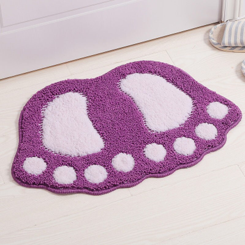 60X40CM Big Feet Bath Mat Suction Non-slip Sucker Bathing Bathroom Floor Doormat Kitchen Door Mat Pad: Purple bath mat