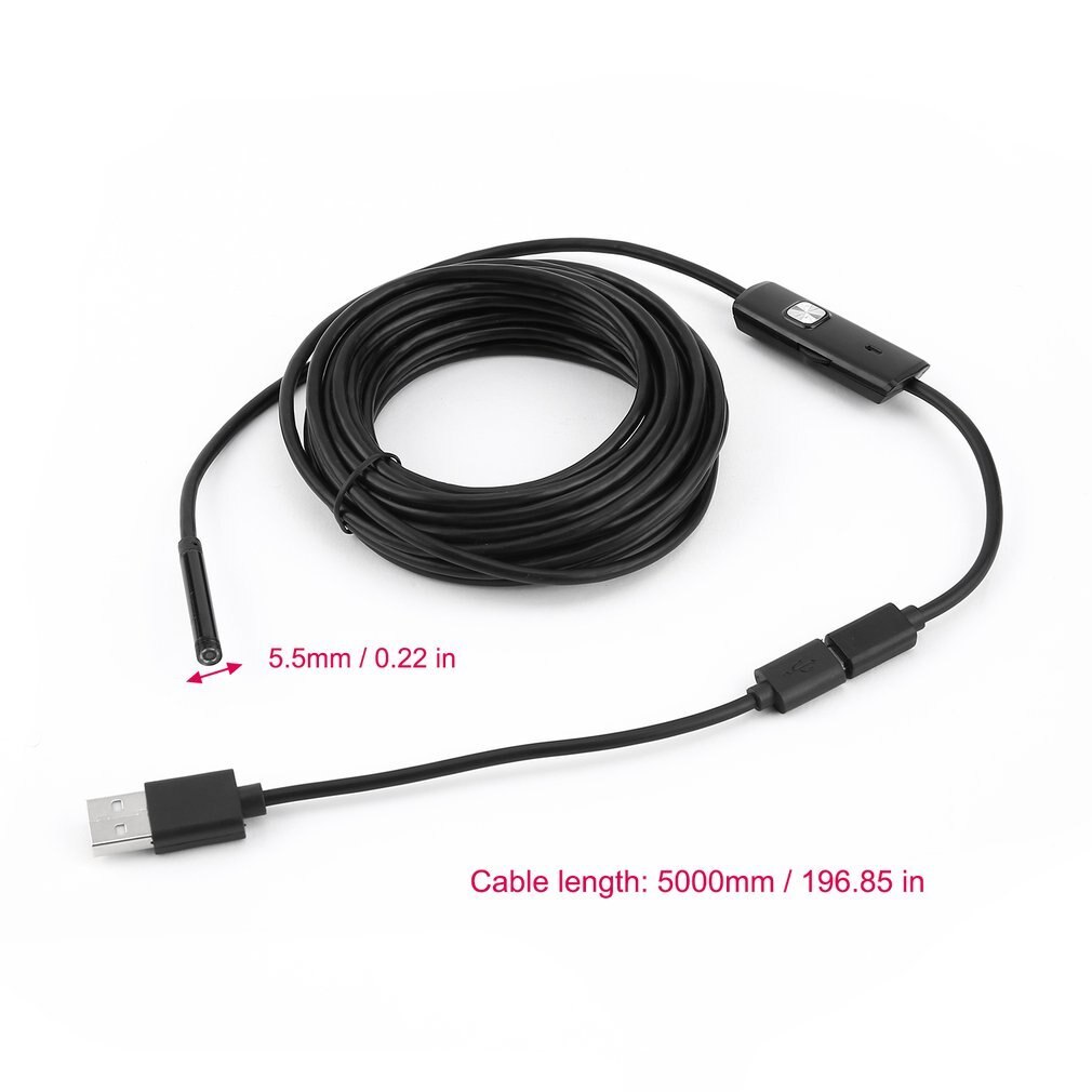 6 Led 5.5Mm Lens Endoscoop Waterdichte Inspectie Borescope Voor Android Focus Camera Lens Usb-kabel Waterdichte Endoscoop: Default Title