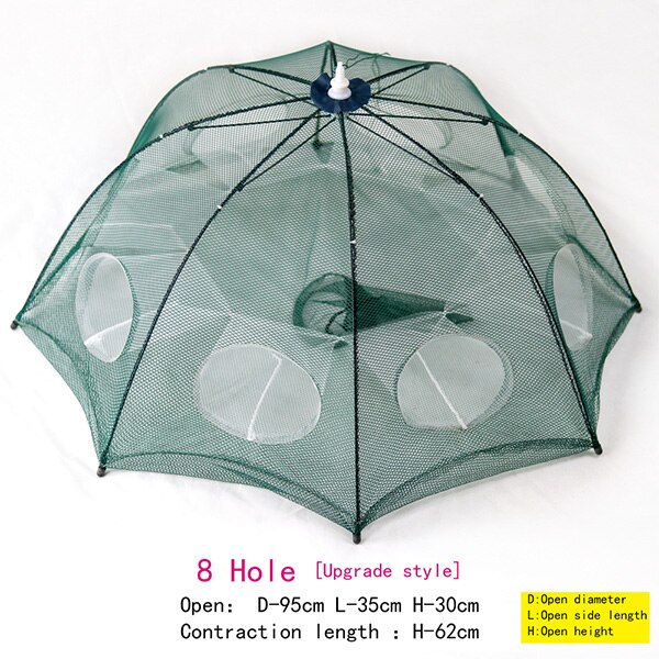 Newest Fish trap 4/6/6/12/10/16/20 Holes Automatic Folding Fishing Net Carp Shrimp Crab Baits fish Fishing Equipment: 8 Holes SJ