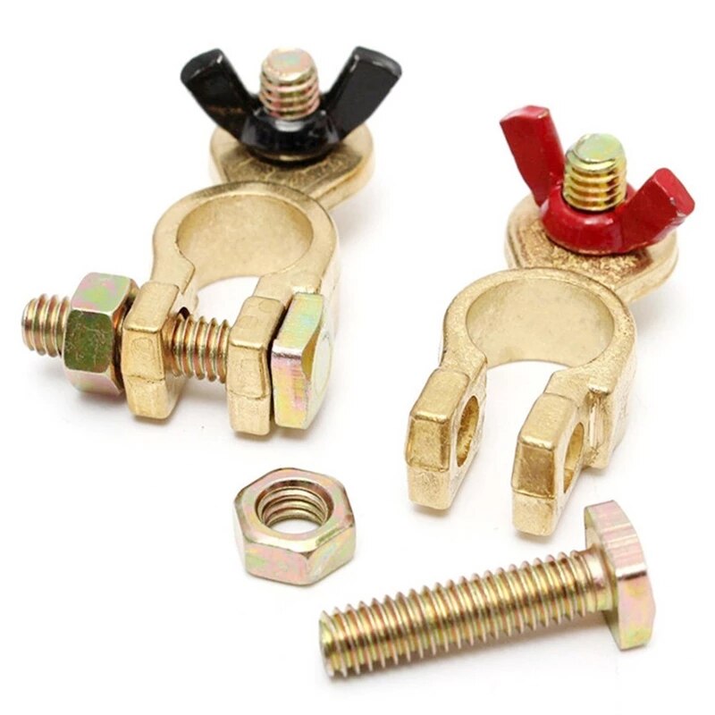 2 Pcs Copper Battery Terminal Connector Car Top Post Battery Terminals Quick Release Wire Cable Clamp Disconnect Cutoff Switch
