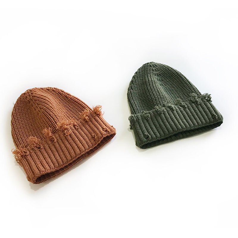 Gat bedelaar gebreide muts retro winter herfst dames heren pet mutsen effen kleur persoonlijkheid unisex mutsen eenvoudig warm gorras