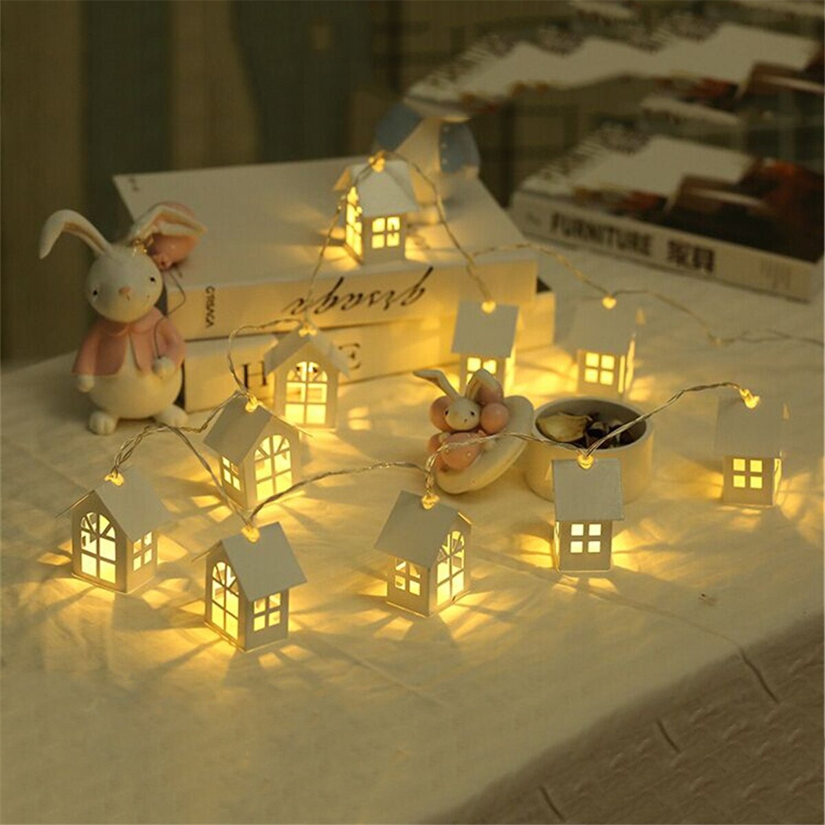 2m 10LEDs Christmas Village House String Light Christmas Tree Decorations Light Simple House Decor Strings For Year