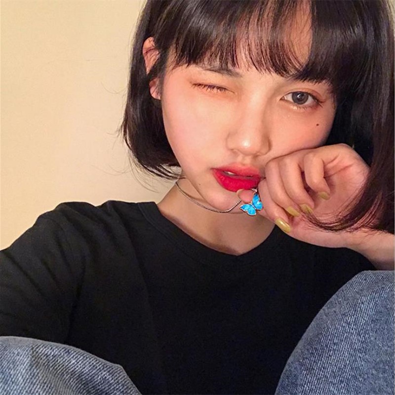 collar con colgante de mariposa azul púrpura a la para mujer, collar bonito Vintage bonito para chica, joyería para y boda