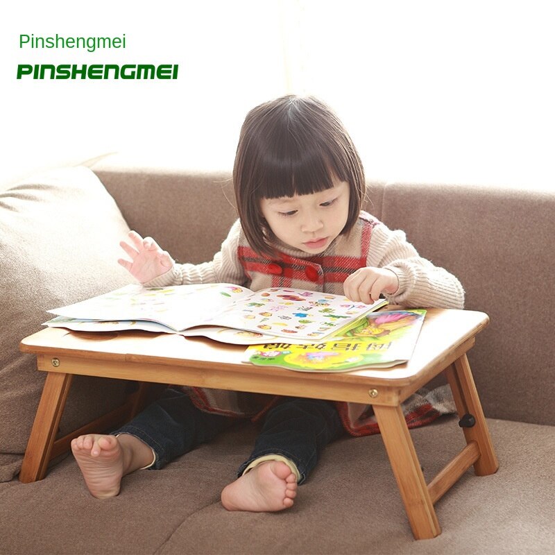 Bamboo foldable laptop table small table folding lifting desk bed side small table study desk kids breakfast table