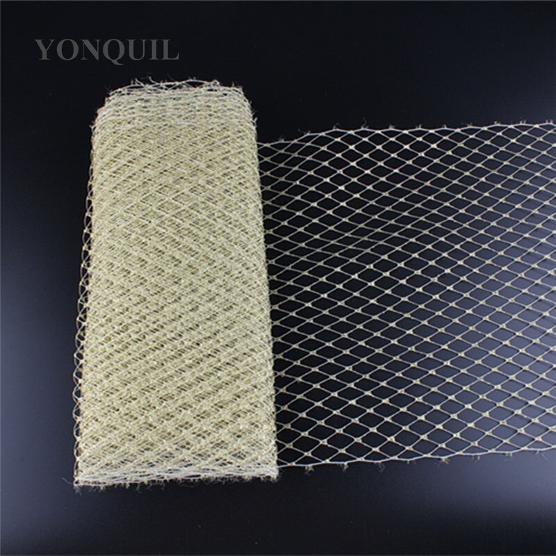 Velo de rejilla disponible en colores dorado y plateado, 9 "(23CM), red brillante para sombrero de boda, accesorios para el cabello DIY, 10 yardas/lote: gold