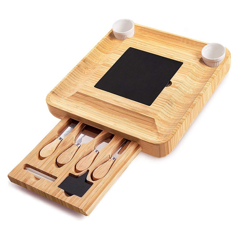 Cheese Board And Knife Set,Bamboo Charcuterie Board Set, Charcuterie Platter &amp; Serving Tray,House Warming: Default Title