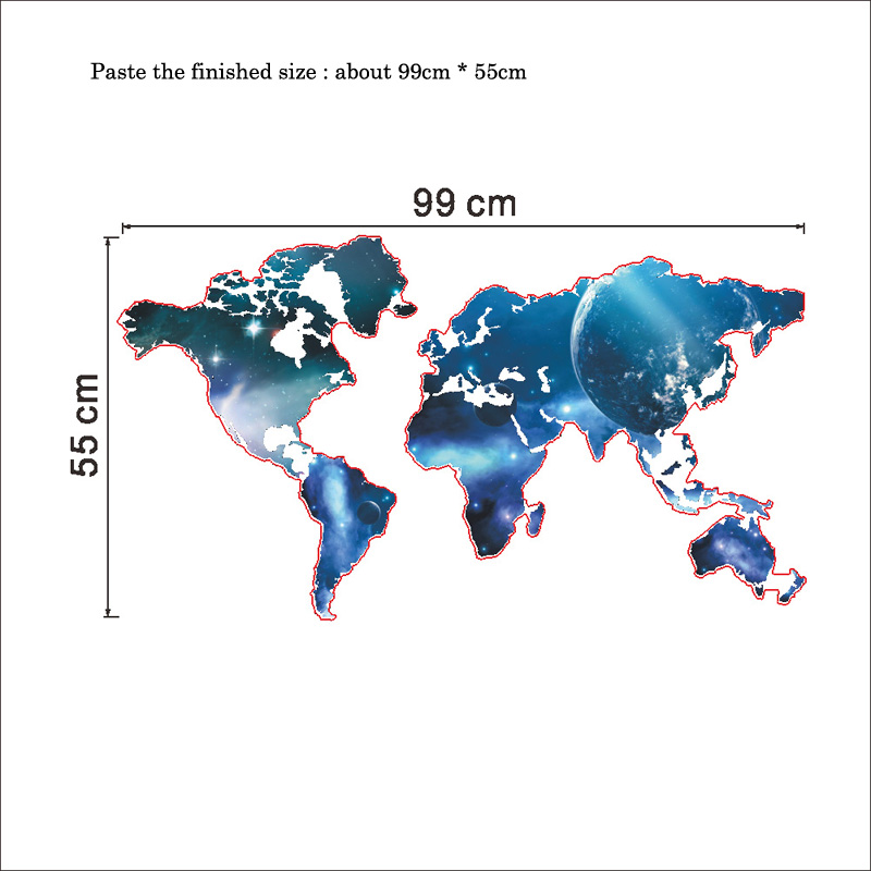 3D Blue Planet World Map Wall Stickers kids room Living room office background Home Decor Art Decals poster sticker Wallpaper