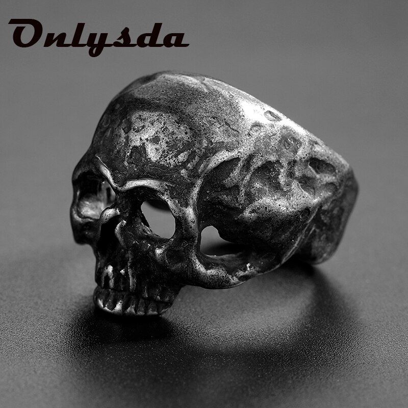 Onlysda Men's Calvarium Skull Emo Ring Gothic 316L Stainless Steel Biker Ring Motorcycle Band jewellery