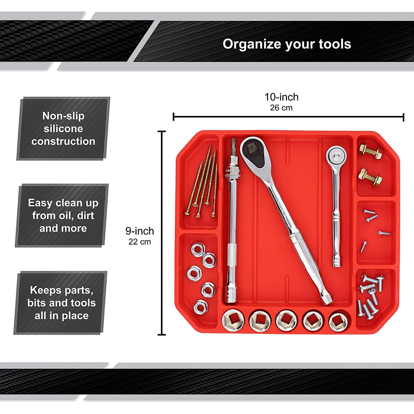 Automotive Non-slip Flexible Silicone Storage Tool Tray Large Tool Organizer