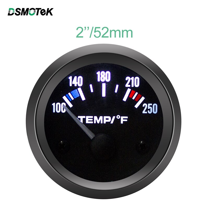 DSMOTEK 52mm Auto Gauge Boost Meter 2inch Universal Car Water Temp Gauge 100~250 Fahrenheit Degree Vehicles Water Monitoring