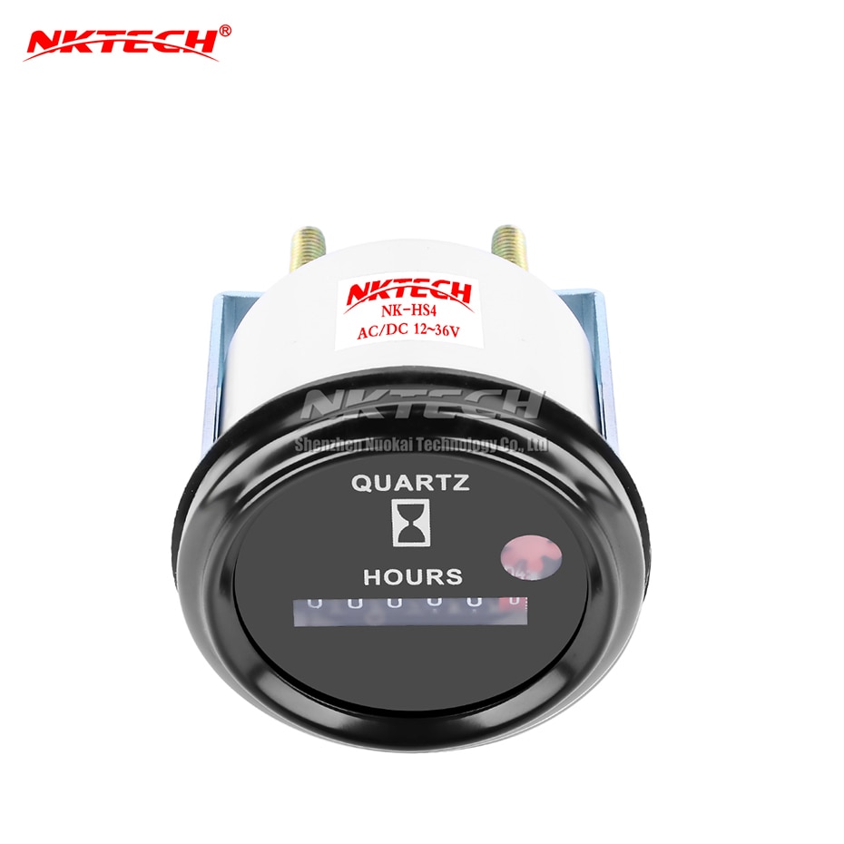 NKTECH Quartz Hour Meter Round NK-HS4 Meters Time Running Counter For Excavator Engineering Vehicle Generator Tractor Boats ATV