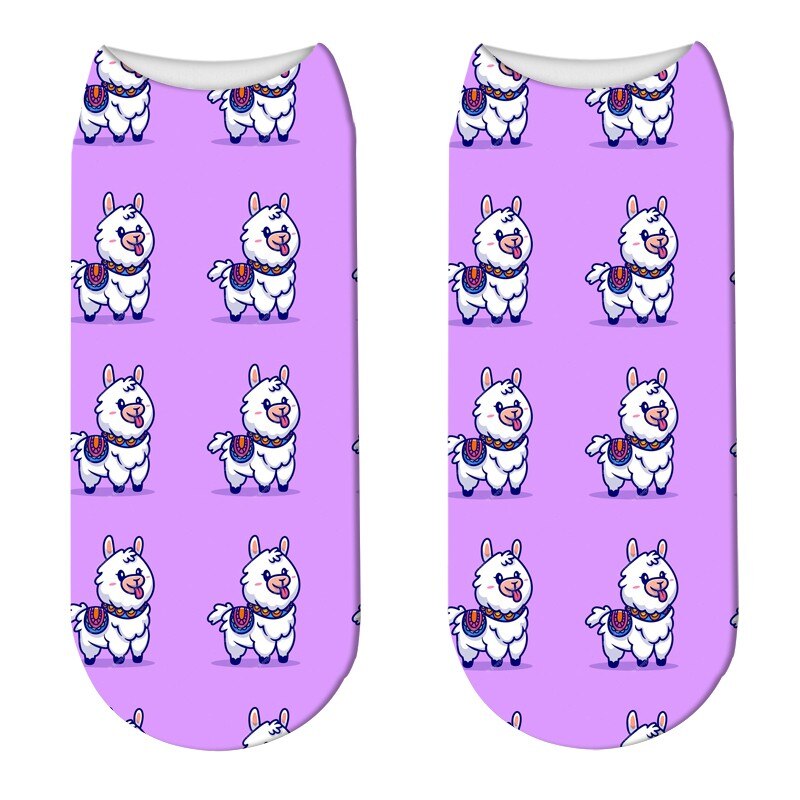 Cute Crew Cartoon Socks Women Animals Alpaca Patterned Socks Happy Korea Harajuku Kawaii Socks For: style1