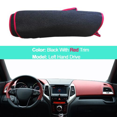 Car dashboard Cover For Ssangyong Tivoli LHD RHD Auto Dash Board Mat Protective Pad Carpet Sunshade: LHD Red