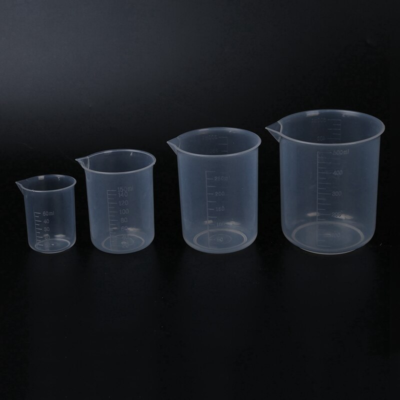 50 150 250 500 Ml Laboratorium Transparante Plastic Maatbeker 4 Stuks. Tool Maatbeker