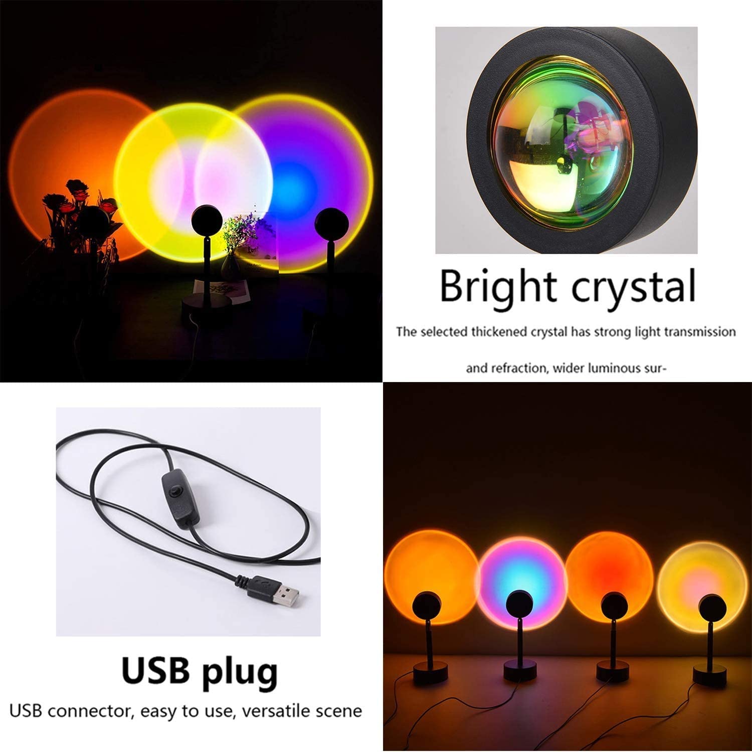 USB Sonnenuntergang Lampe Regenbogen Projektor Lampe LED Nacht Licht Für Heimat Schlafzimmer Coffe Einkaufen Hintergrund Zauberstab Dekoration USB Tisch Lampe