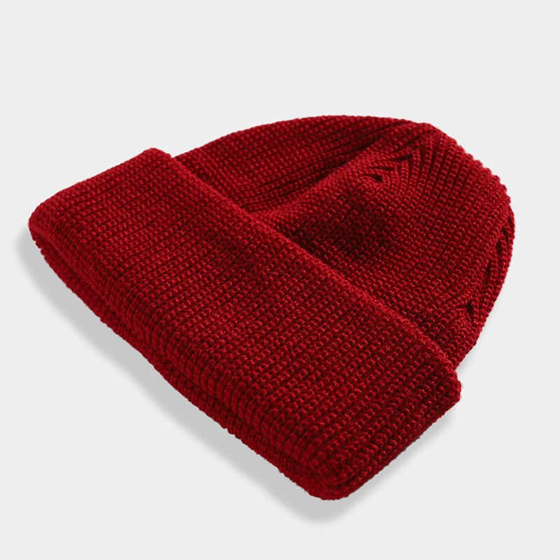 Vinter hue kort kalot unisex dame hue strikket hue hue sømandskasket manchet kantløs retro navy hat varm kalot