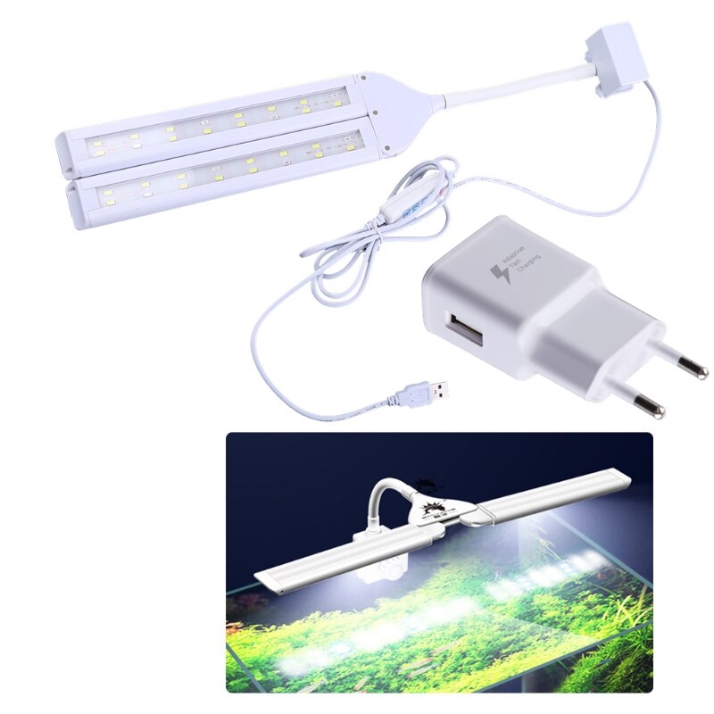 100V-240V Adjustable Fish Tank Four-Row Lights LED Aquarium Clip-on Lighting Lamp EU/US Plug: EU Plug  Style B