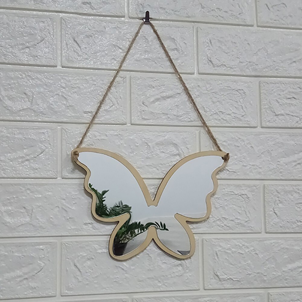 Wall sticker picture frame Nordic Wood Acrylic Mirror Cartoon Wall Camera Props Kids Room Wall Decoration porta retrato @: H