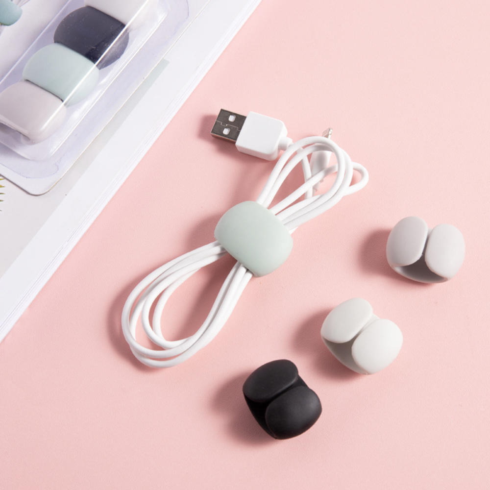 4Pcs Cable Winder Round Clip USB Charger Holder Desk Tidy Organiser Wire Cord Lead for Desktop Cable Fixed