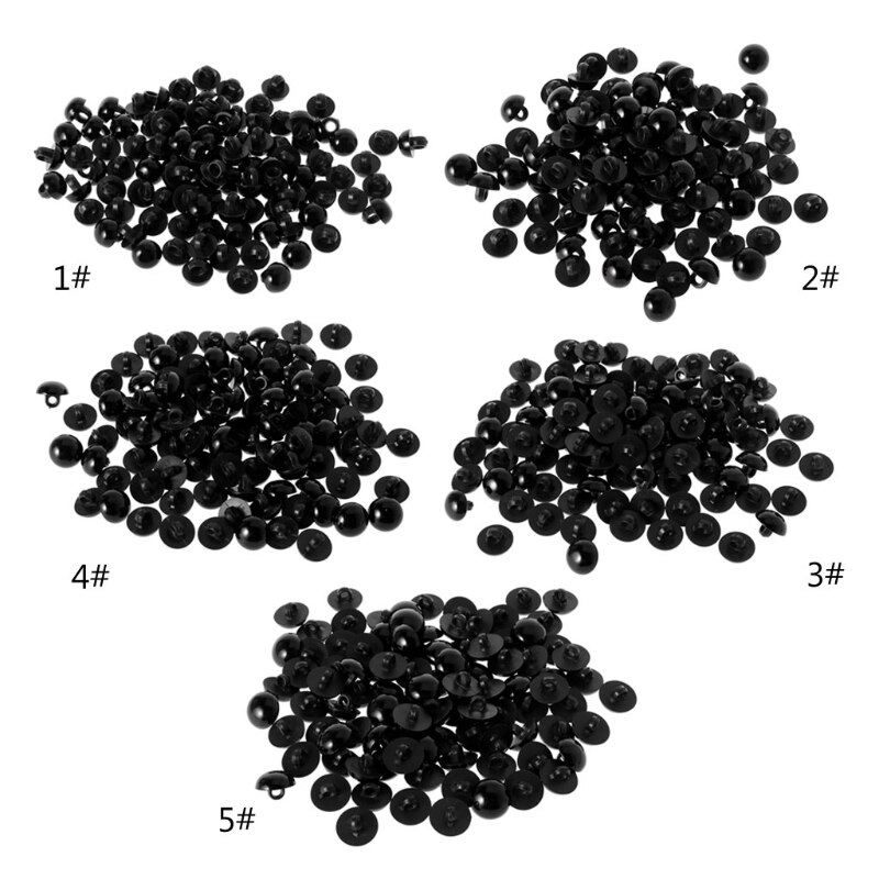100x Black Shank Button DIY Sewing Eye Shirt Doll DIY Craft 9/10/11.5/12.5/15mm