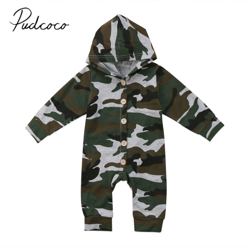 2019 Molla Del bambino di Autunno Dei Vestiti del Camuffamento infantile Del bambino Della Ragazza del Ragazzo con Cappuccio Pagliaccetto Tuta A Maniche Lunghe Abiti casuale Vestiti