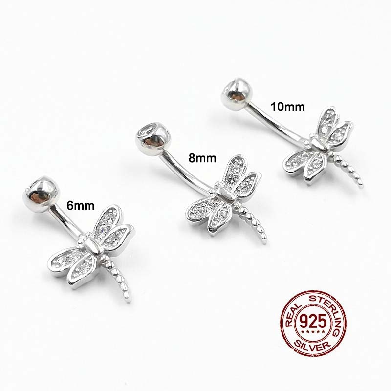 Hellolook zircão libélula umbigo piercing jóias 925 sterling silver belly button anel sexy corpo piercing jóias