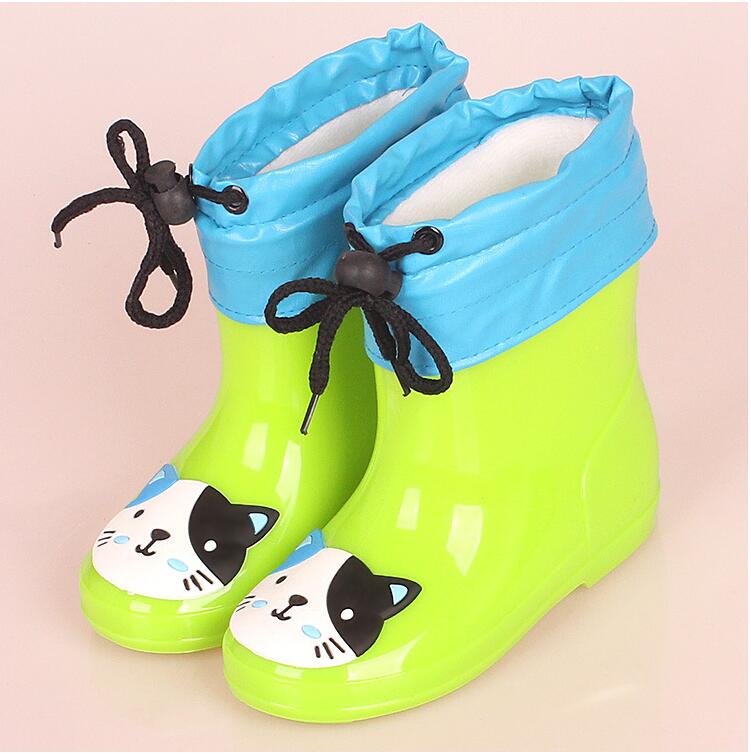 2018New Lente Rubber Laarzen Kinderen Laarzen Voor Meisjes Jongens Kids Cartoon Regenlaarzen Snoep Kleur Antislip Regenlaars Waterdichte Schoenen: green 2 / 10.5