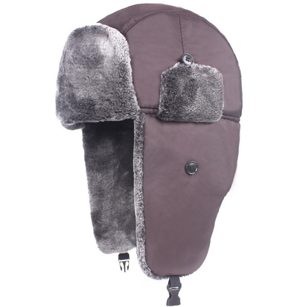 Unisex Bomber Fur Lined Winter Trapper Hat Hat Windproof Simple Ear Flap Caps Thicken Waterproof Warm: Coffee