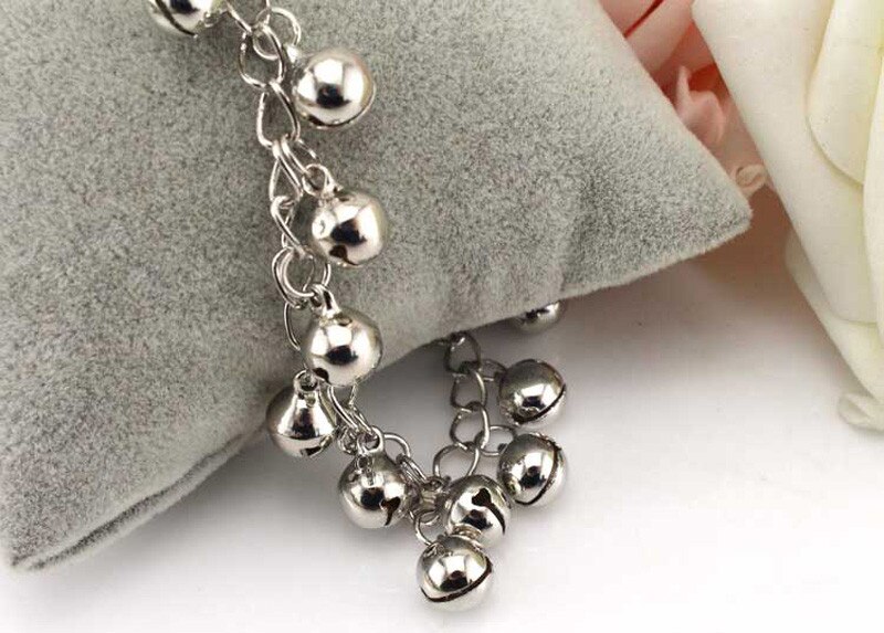 Tobilleras de plata con campanas para mujer, pulsera tobillera con pie descubierto, joyería para pies de playa,