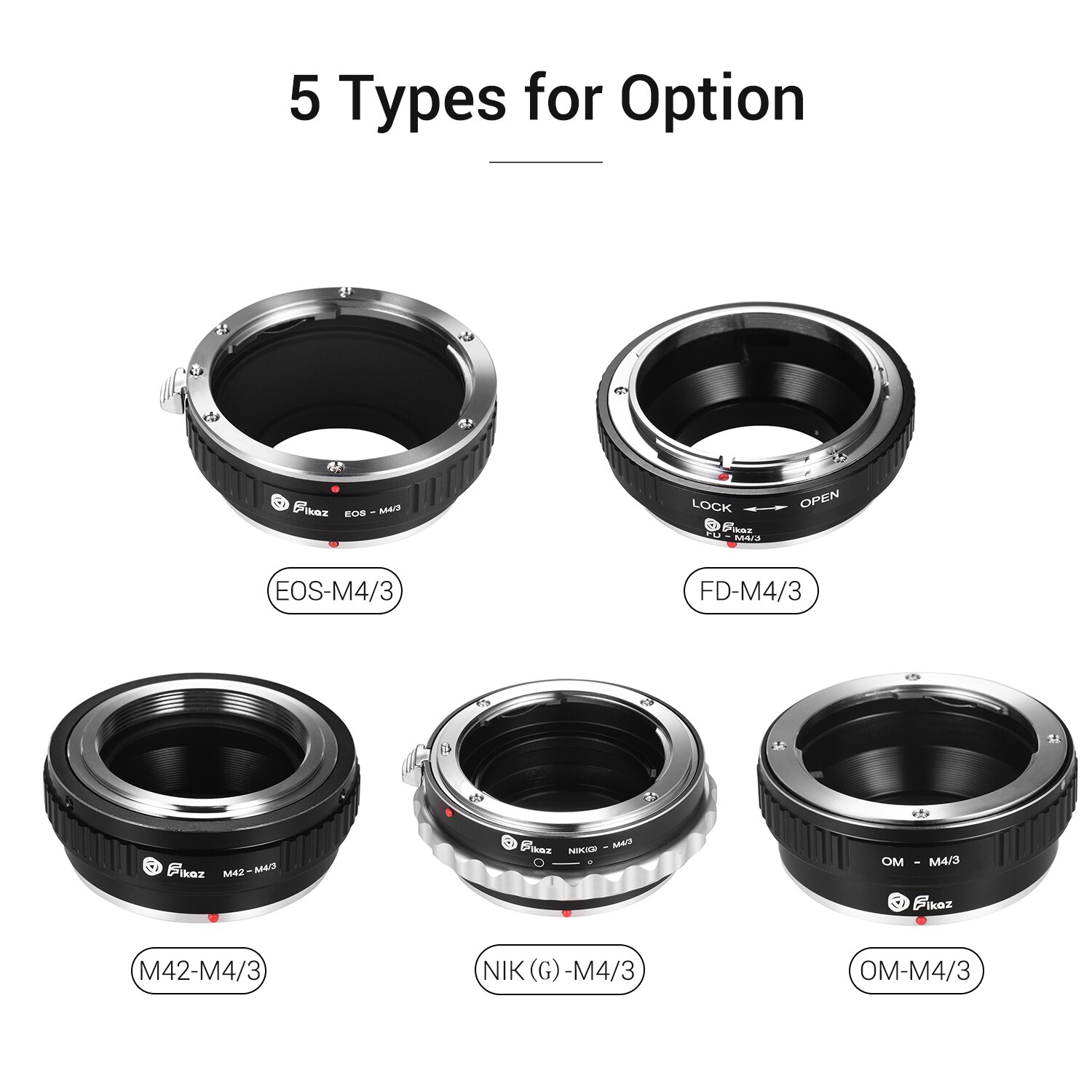 Fikaz OM-M4/3/M42-M43/FD-M43/EOS-M43/Nikon (G) -M43 Lens Mount Adapter Ring Mount Lens Olympus M4/3 Micro 4/3 Camera Adapter