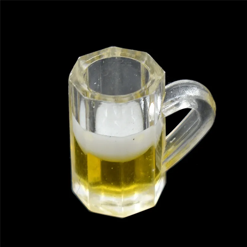 10 Uds. De vasos pequeños de resina de cristal de cerveza en miniatura, modelo de casa de muñecas, mesa moderna para habitación, suministros de decoración para casas de muñecas