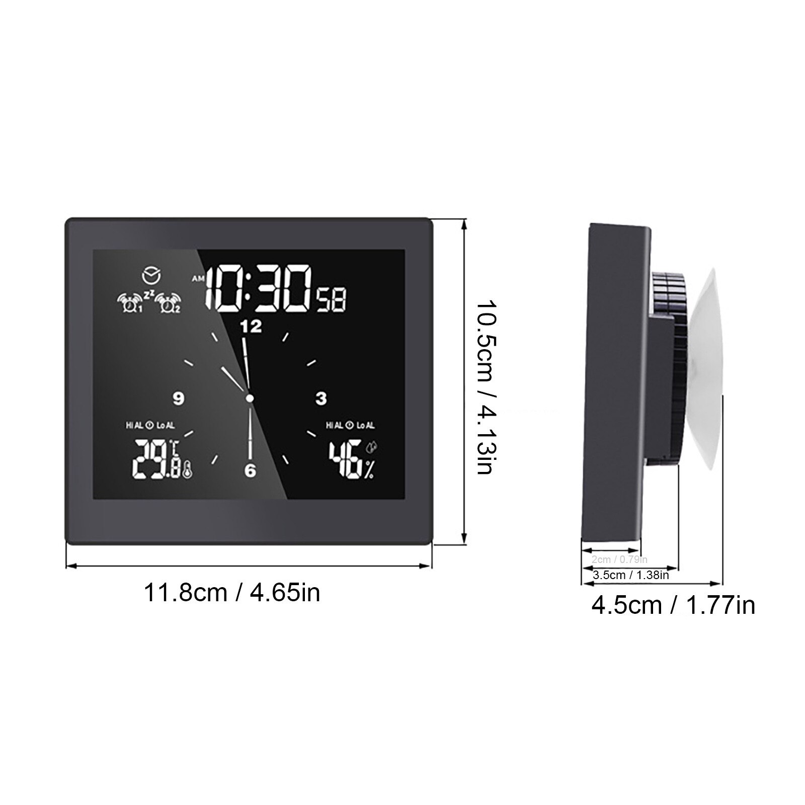 Multifunctional Bathroom Clock Home Desktop Timer Alarm Clock Upper And Lower Limit Temperature And Humidity Meter