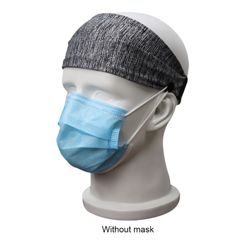 Maske turban med knapper multifunktionelt blødt svedbånd elastisk fugtgivende: Grå