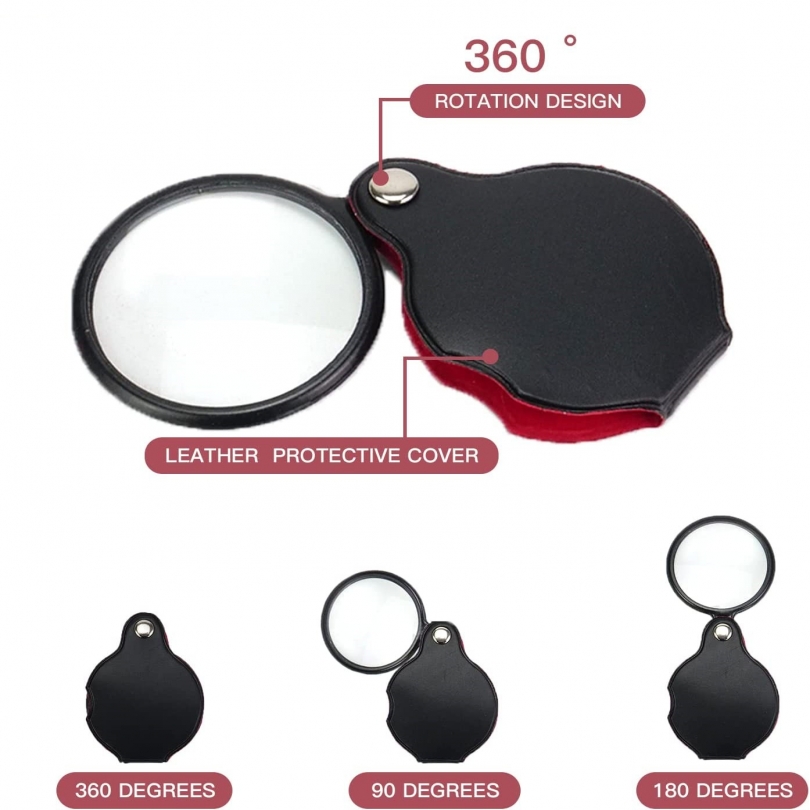 8X Mini opvouwbare vergrootglas Draagbaar vergrootglas Opvouwbaar zakgereedschap met optische lens met corticale beschermhoes