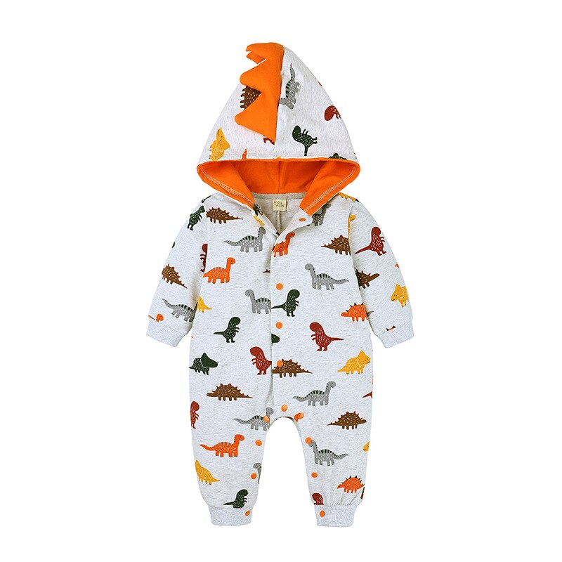 Mono de dinosaurios de dibujos animados para bebé, Unisex, primavera y otoño, Pelele de Navidad para niña pequeña, trajes de Chico,: Gris / 66--Baby(3-6M)