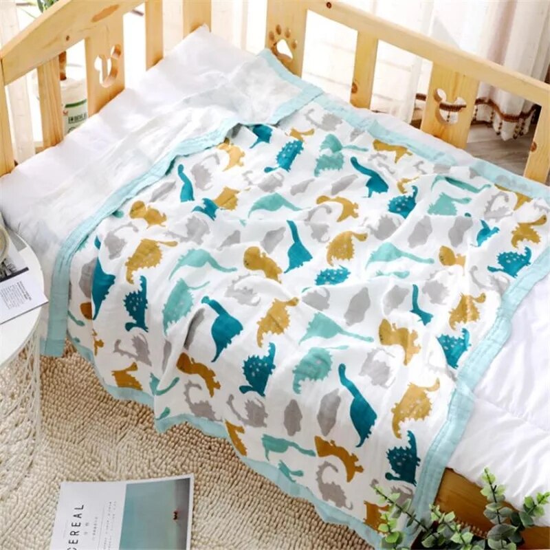 120*150cm 6 layers muslin cotton baby sleeping blanket swaddle breathable infant kids children baby blanket: 02