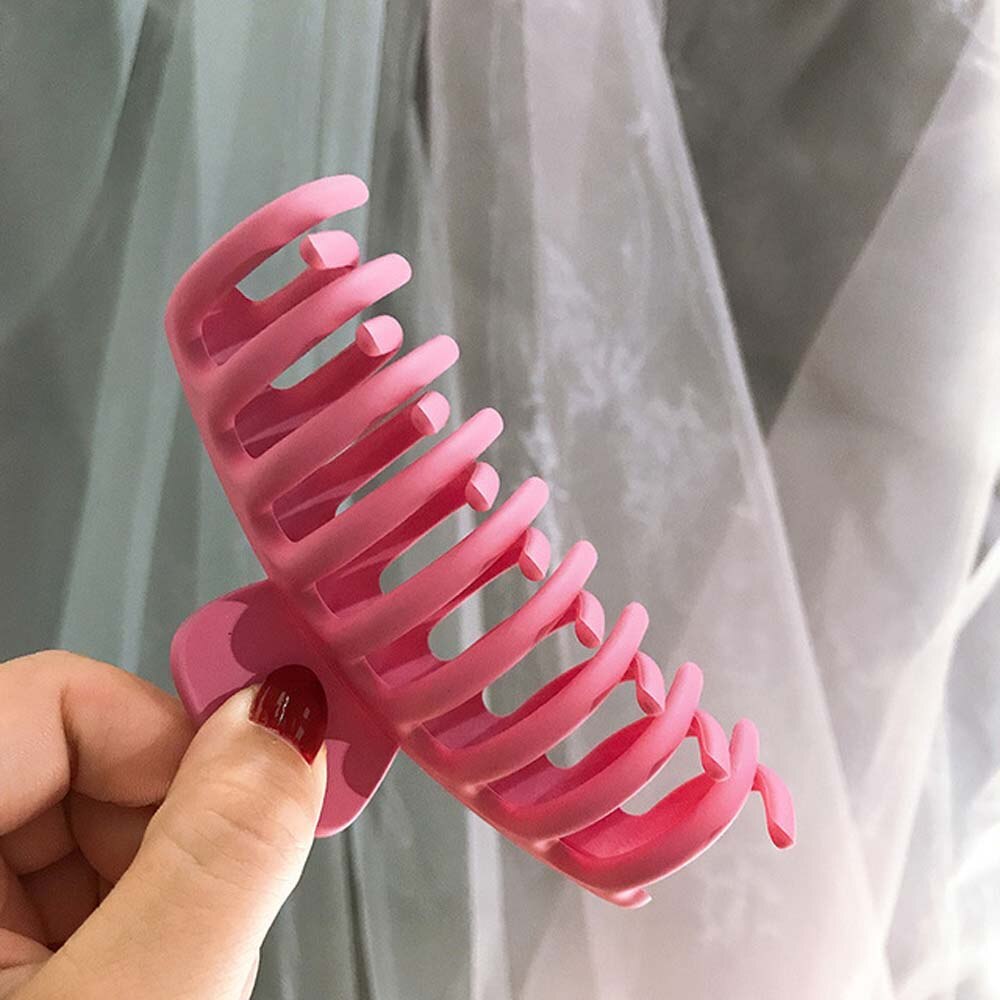 Klauw Clip Voor Vrouwen Stoere Zwarte Plastic Haar Klauw Grote Size Haar Klemmen Klauw Clip Krab Voor Haar accessoires: rose red