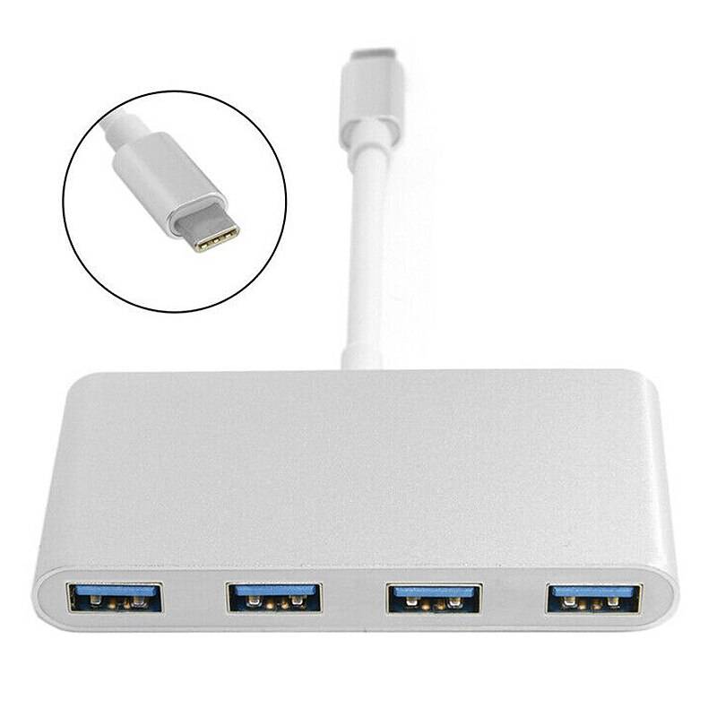 Thunderbolt USB 3,1 tipo C a USB 3,0 adaptador Hub de 4 puertos USB-C aluminio