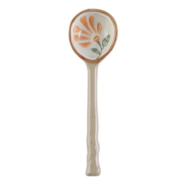 Cuillère en céramique de Style japonais, cuillère de table en céramique peinte à la main: Gusang